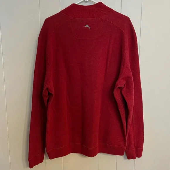 Tommy Bahama reversible half a zip sweater, red and gray size L - Picture 3 of 4
